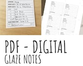 Glaze note sheet