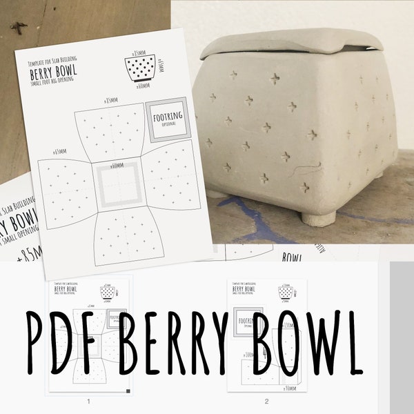 Bowl or simple box pottery template pattern: 2 shapes, big bottom or big top; multiple sizes, small cereal bowl or big salad poké bowl