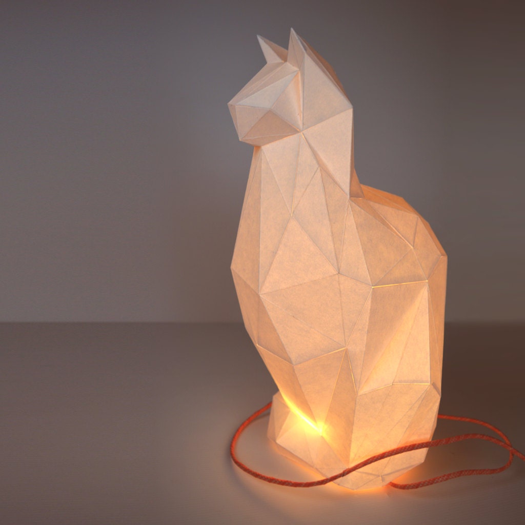 置物 GEOMETRIC CAT-LIMITED EDITION Kato - Feline Cat Print & Fold Papercraft Kit Printable Low