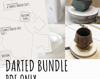 The darted pdf bundle; darted cup, nestable dishes, oval butter dish and darted vase - all 4 darted objects in one bundle!