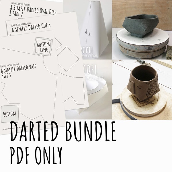 The darted pdf bundle; darted cup, nestable dishes, oval butter dish and darted vase - all 4 darted objects in one bundle!