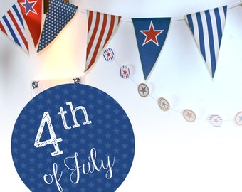 4th of July paper bunting & cupcake patterns papercraft party favors