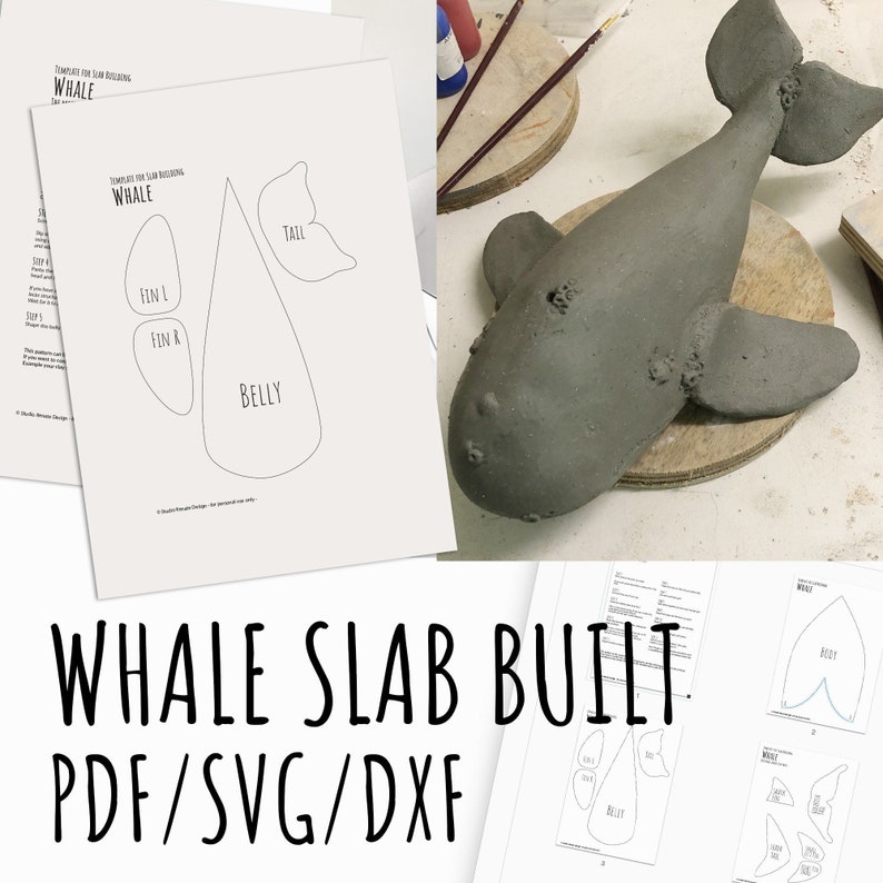 Whale template pattern for slab building a beautiful whale SVG image 1