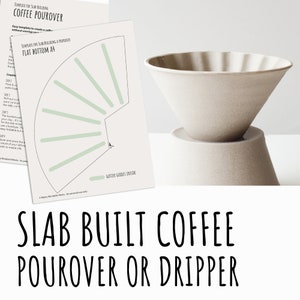 Coffee dripper cone pottery template pattern for slab building a coffee pourover, coffee dripper