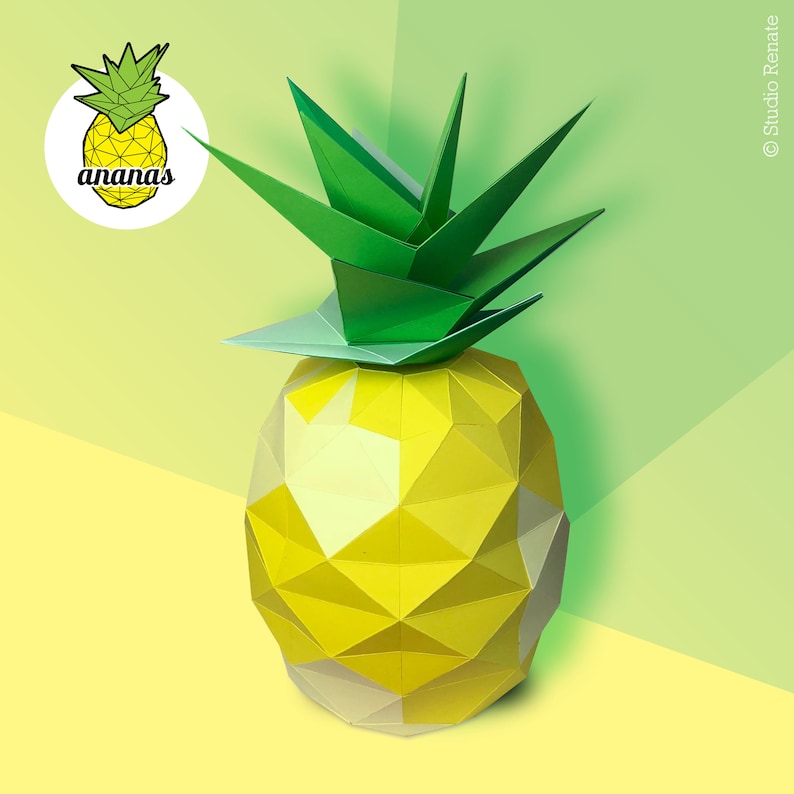 DIY Pineapple ananas 3D object Lowpoly pepakura printable 2 - изображение.
