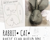 Rabbit Cat Squirl template pottery pattern for slab building rodent heads taxidermy