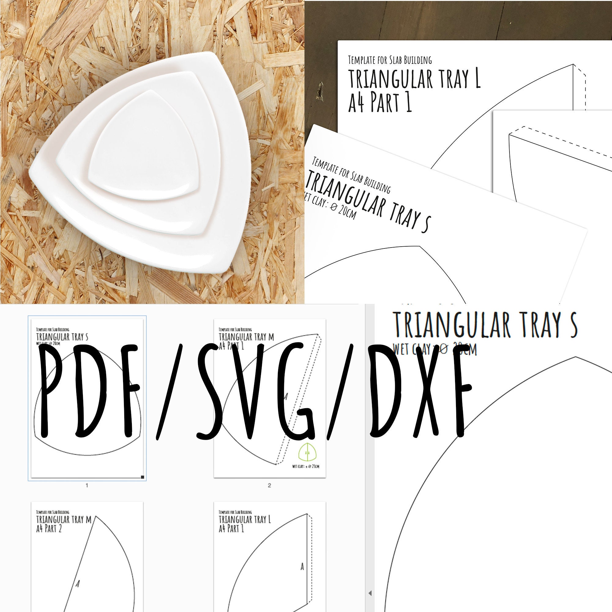 2d Print Template for Slab Building a Curvy nested Plates / Etsy