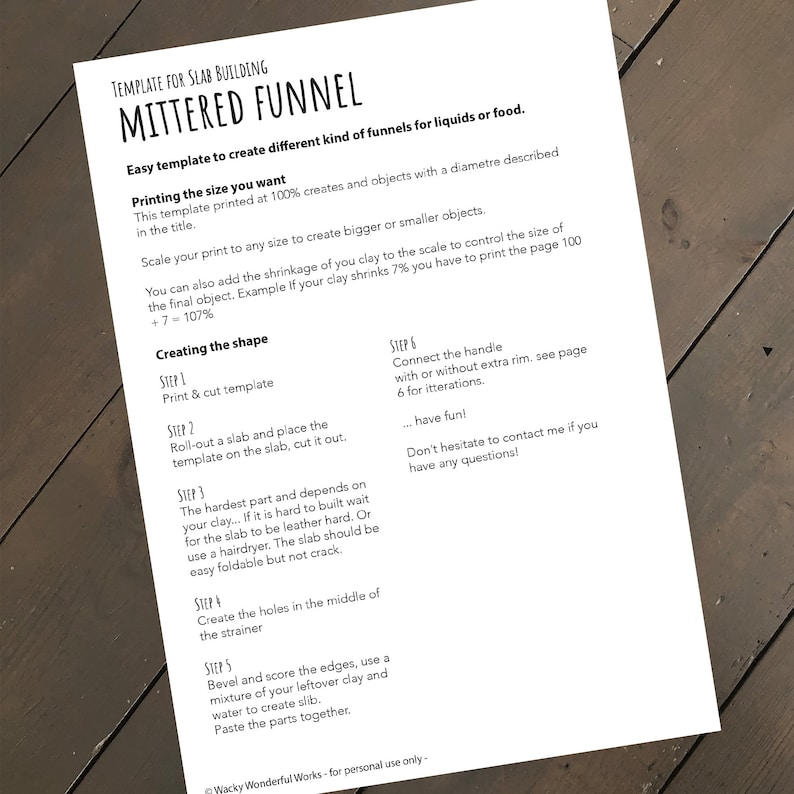 Pottery Funnel Template: Slab Building Pattern (PDF) - Etsy