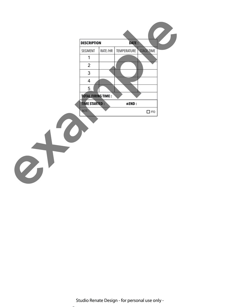 Kiln Firing Schedule Note Sheet Etsy