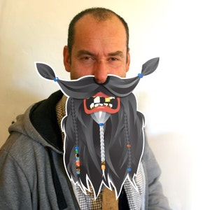 Pirate 3 1 beard's beard-mask printable photobooth prop | Etsy