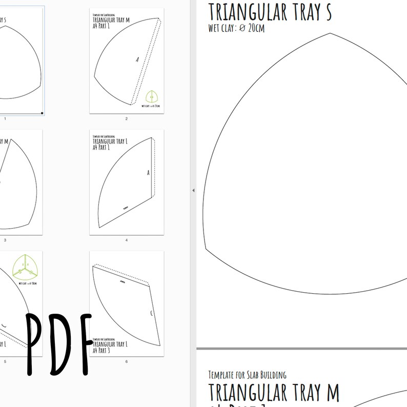 2d Print Template for Slab Building a Curvy nested Plates / | Etsy