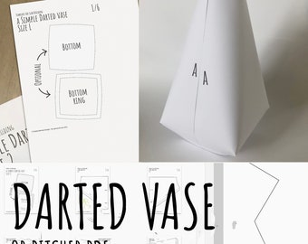 Darted Vase, pottery template for slab building a simple darted VASE, SVG / pdf / DXF