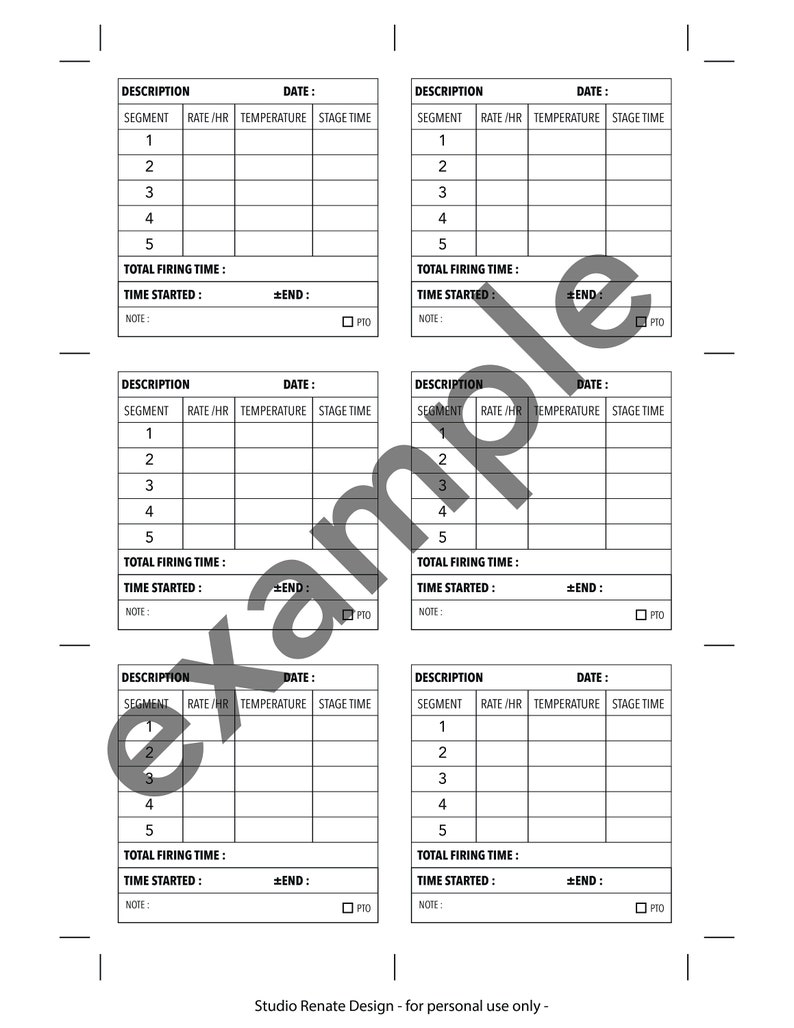 Kiln Firing Schedule Note Sheet Etsy