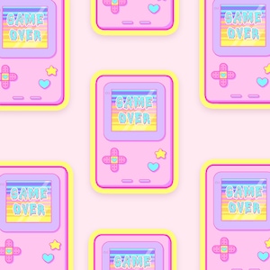 Holographic Handheld Game Boy ~ Waterproof Die Cut Sticker ~ Illustrations fauve