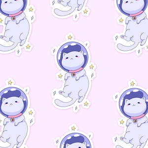 Space Kitty Holographic Glitzer Sticker ~ Wasserfester Die Cut Sticker ~ Cut Sticker ~ Cut Sticker ~ Tawny Illustrationen