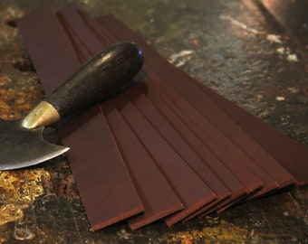 12-inch Length Set of 5 Brown Buffalo Leather Straps: 1.25 Inches Wide