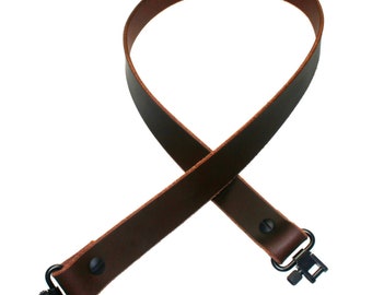 1 Inch Wide Brown or Black Buffalo Leather Strap, Customize Leather Color, Hardware Color and Length