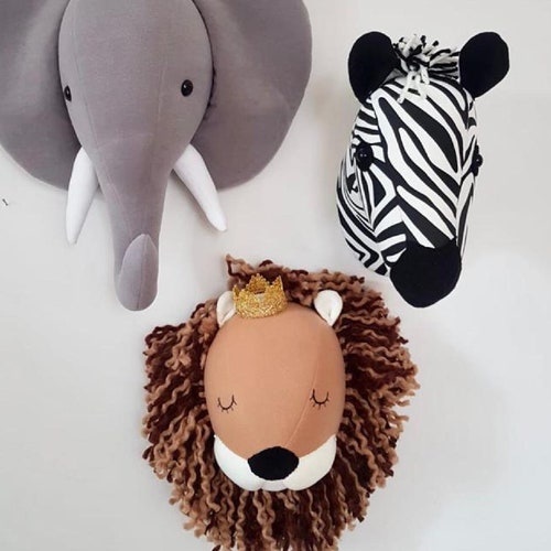 Stuffed Safari Animal Heads 3 / Safari Animals Nursery Wall Etsy