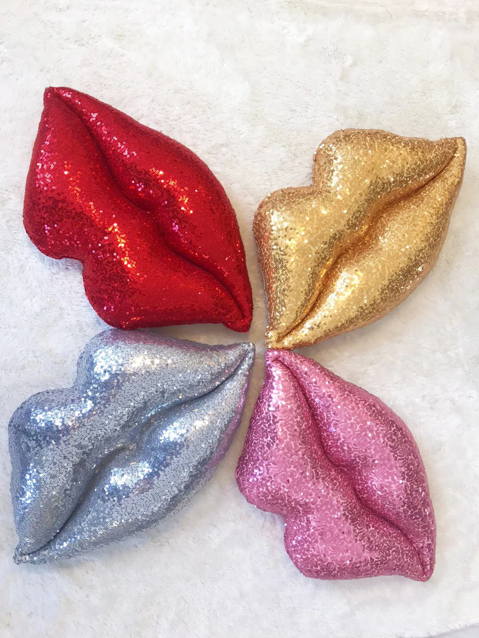 Lips Pillow Red Sequin Lips Pillow Designer Pillows Lip Shaped Etsy