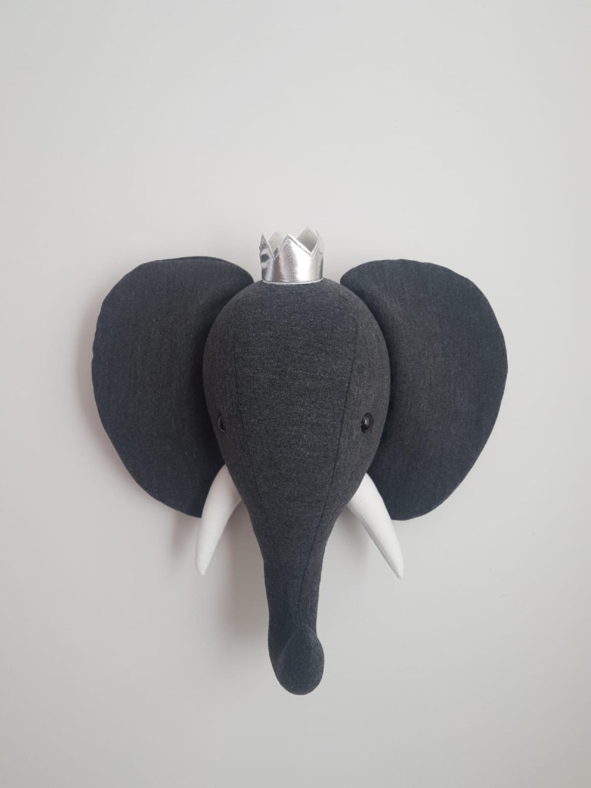 plush elephant head wall mount
