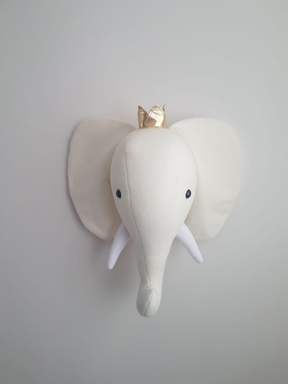 plush elephant head wall mount