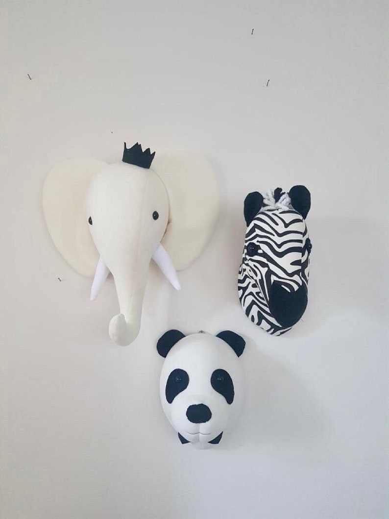 Safari Animal Wall Mount Plush Animal Head Faux Animal Heads Etsy