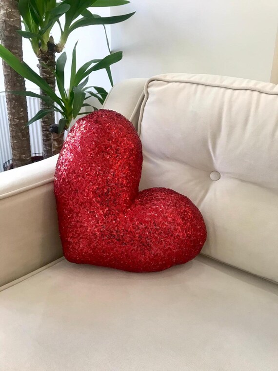 sequin heart cushion