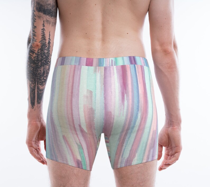 Colorful Watercolor Boxer Briefs Pastel Stripes