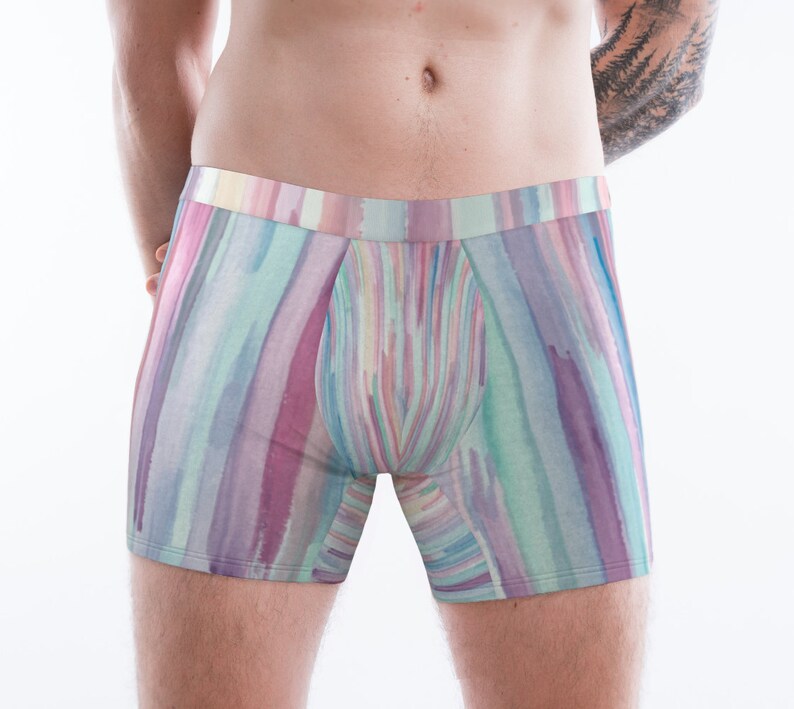 Colorful Watercolor Boxer Briefs Pastel Stripes