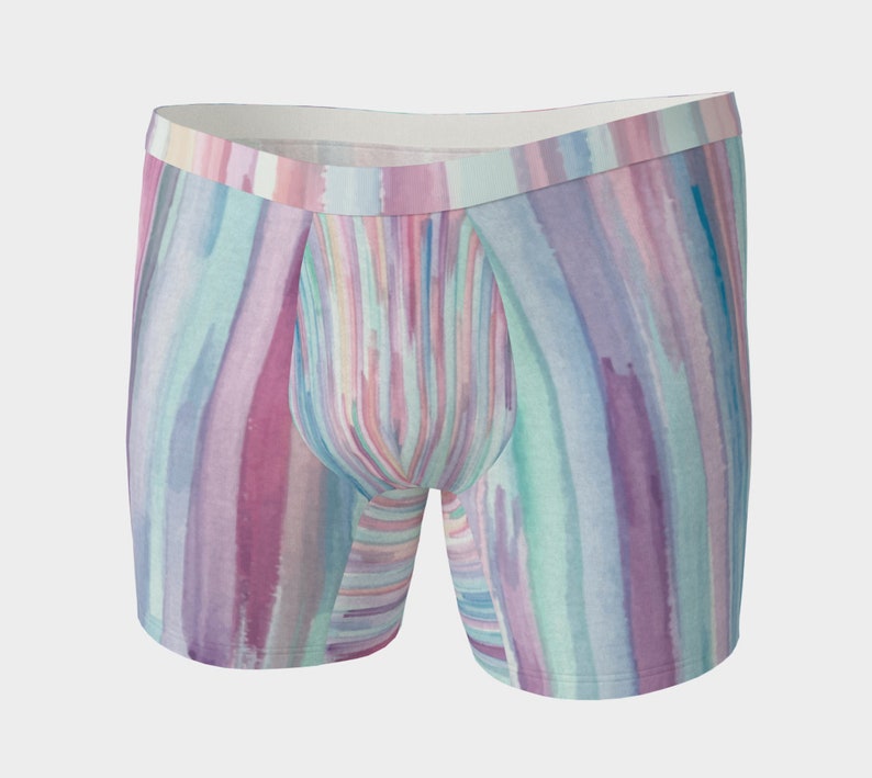 Colorful Watercolor Boxer Briefs Pastel Stripes