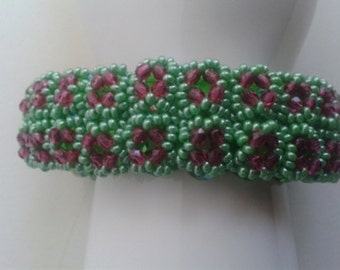 Beaded Bracelet Fuchsia Green