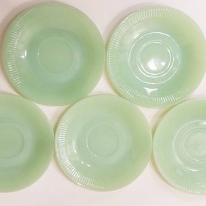 Anchor Hocking Antique Fire-King Jade-ite Jane Ray Saucers