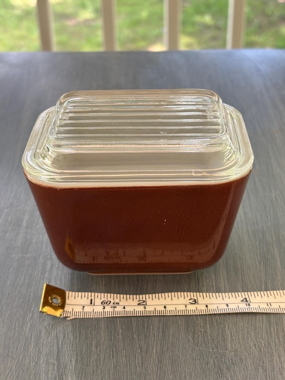 Vintage Little Brown Pyrex Old Orchard Fridgie 501 With Lid - Etsy