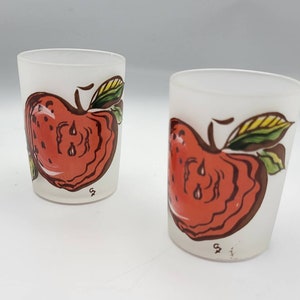 Pair of Mid-Century Glass Apple-Themed Tealight Candle Holders