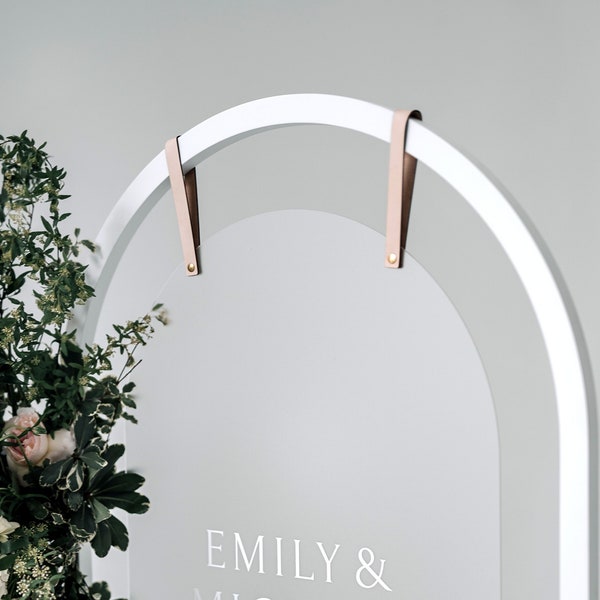 Leather Straps, Large Welcome Sign Mounting, Sign Hangers, Wedding Sign Hangers, Signage Straps, Brass Leather Acrylic Wooden Sign Straps