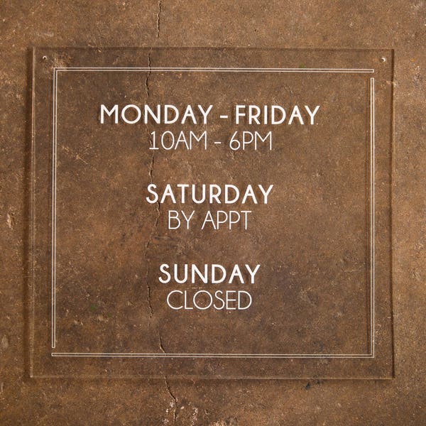 Store Hours Sign, Business Sign, Custom Business Hours Sign, Shop Sign, Hours of Operation, Clear Sign, Open Sign Hours, Acrylic