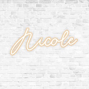 Large Name Sign, Colorful Kids Name Sign, Wood Calligraphy Name, Laser Cut Name, Neon Inspired Sign image 7