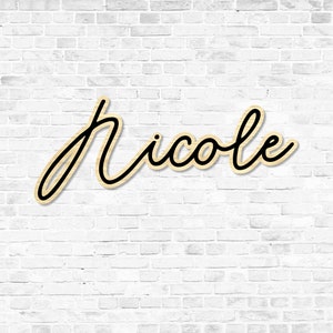 Large Name Sign, Colorful Kids Name Sign, Wood Calligraphy Name, Laser Cut Name, Neon Inspired Sign image 6