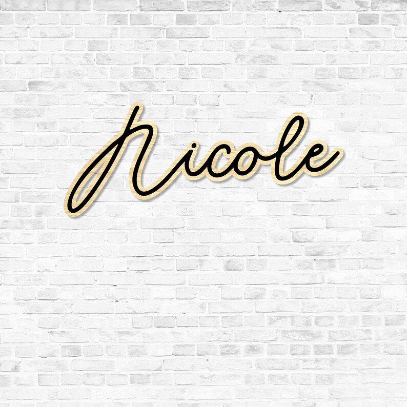 Large Name Sign, Colorful Kids Name Sign, Wood Calligraphy Name, Laser Cut Name, Neon Inspired Sign image 6