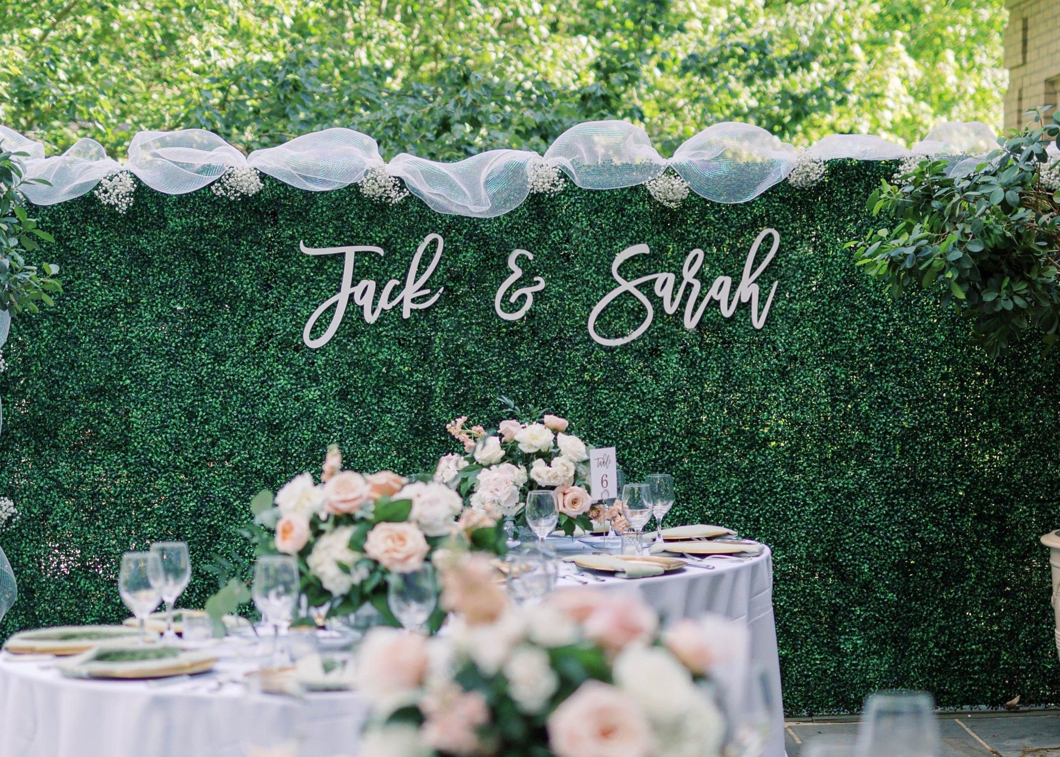 Large Wedding Name Sign Hedge Backdrop Sign Cutout Wedding Etsy UK