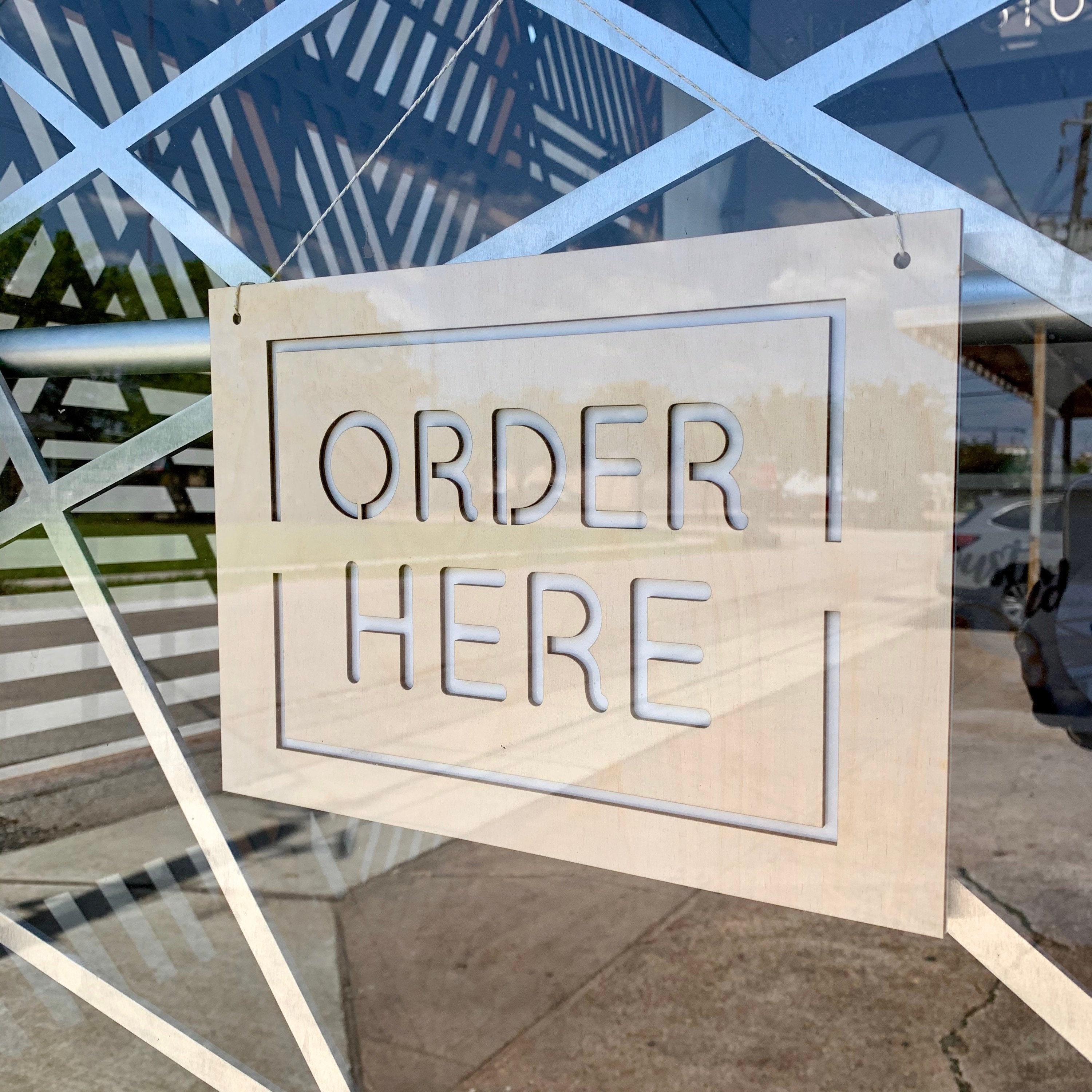Order Here Rectangular Sign Wood and Acrylic Business Sign Etsy