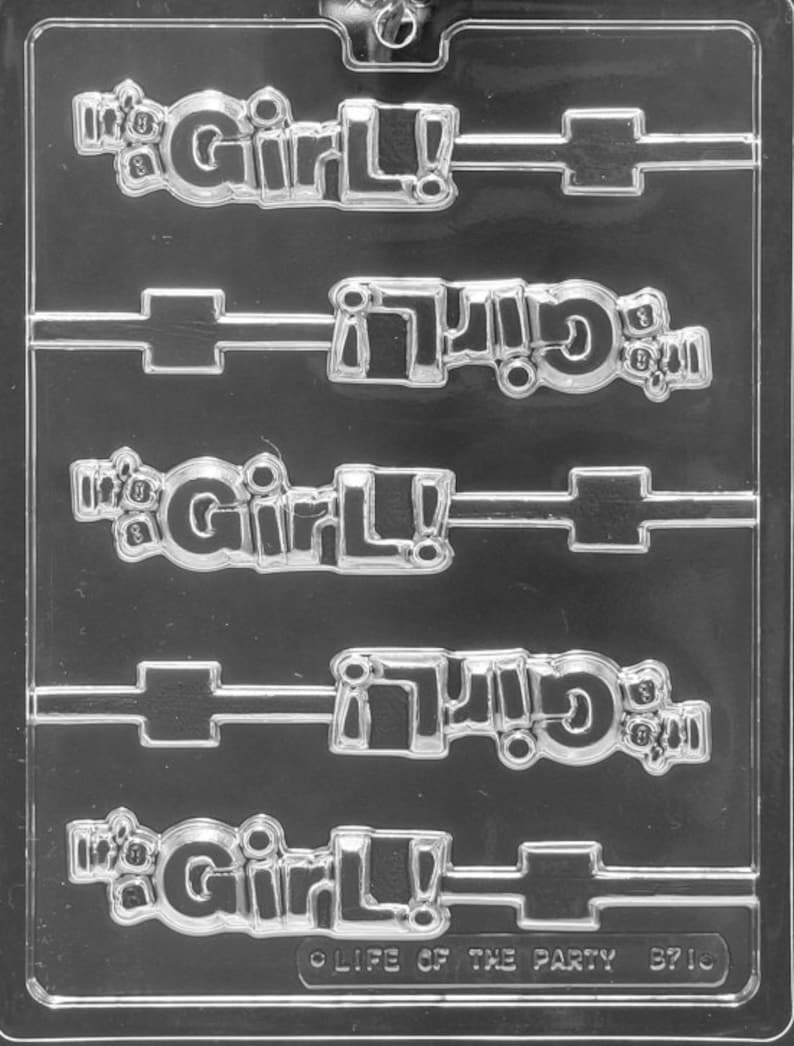Lopb 071 It S A Girl Chocolate Lollipop Mold Etsy