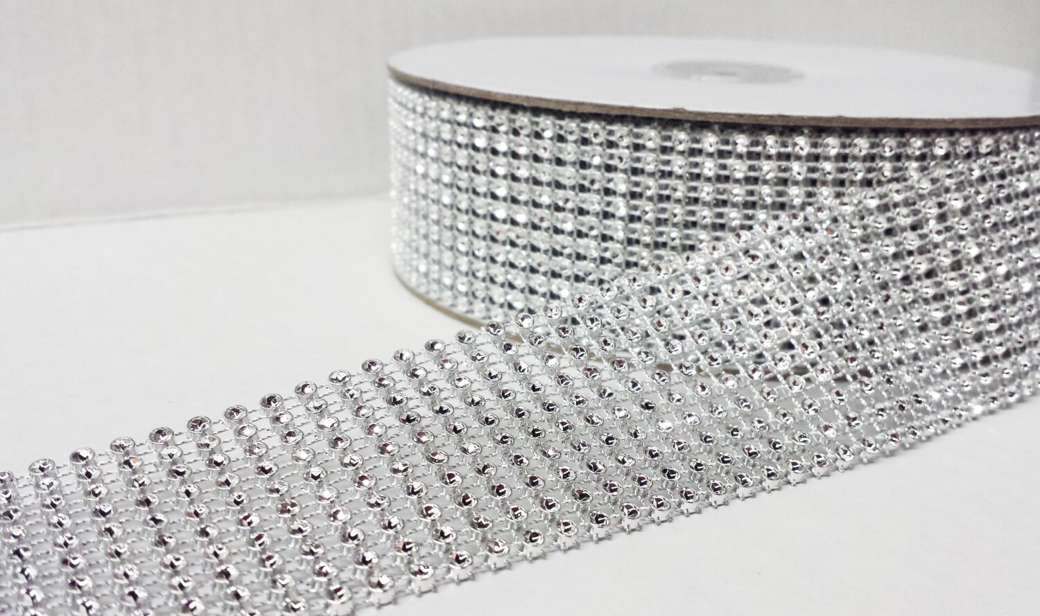 SALE!!! 50% OFF (reg. 19.99) 3mm x 10 Row Rhinestone Mesh Ribbon 1-1/2 Wide 10 Yards