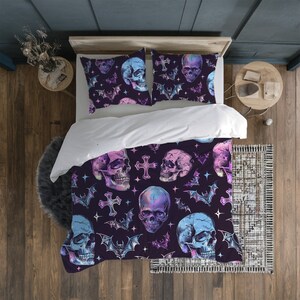 Gothic Romance Duvet Cover Set Dark Elegance With Pale Figure & Crimson - View #2