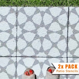 Patio Slab Stencil - 60x60 and 45x45 cm Square Concrete Garden Paver Stencil - AMIRA Patio Tile Stencil by Dizzy Duck