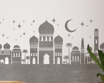 WALL STENCIL for Painting Kids Room or Nursery - DIY Moroccan Islamic Wall Décor Border Stencil by Dizzy Duck