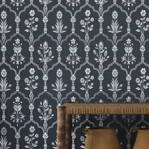 Damask Stencil for Walls - HAMEDAN Indian Stencil - Flower Moroccan Trellis Wall Stencil