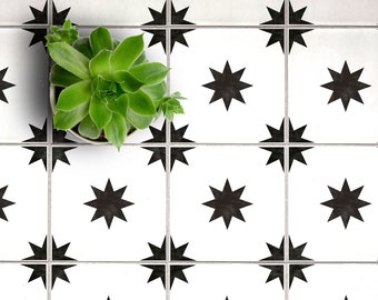 Tile Stencils for Painting Bathroom Kitchen Wall Floor Tiles and Garden Patio Slabs - Geometric Star Tile Stencil by Dizzy Duck