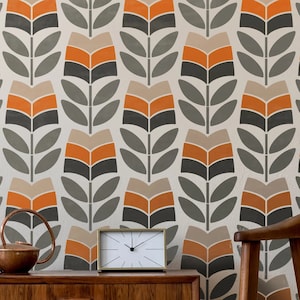 Dizzy Duck Retro Blumen Wand Schablone - Große Moderne Schablone für Wände - 60s Abstrakt Scandi Wand Schablone - Mikkel