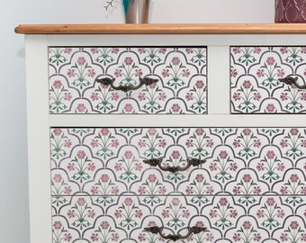 STENCIL For Furniture - SHIRAZ Indian Damask Furniture Stencil - Flower Moroccan Stencil for Painting Furniture